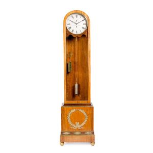 Regulator longcase clock with arched top polished satin wood &&hellip;