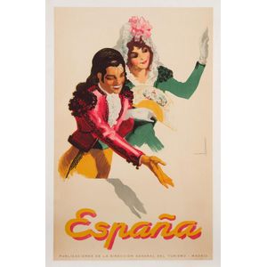 C1940s 'Espana' travel poster, artwork by Jose Morell. 99 x 62…