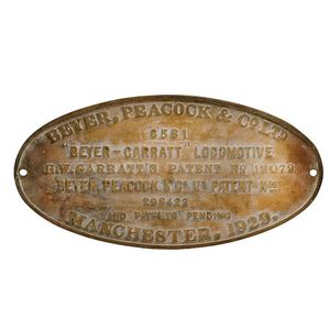 Emu Bay Railway, Tasmania: plate for Garrat loco 13. Large,…