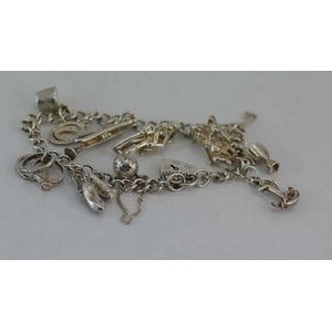 925 STERLING SILVER CURB CHARM BRACELET CHAIN LINK CHILDS HEART PADLOCK  CHARMS