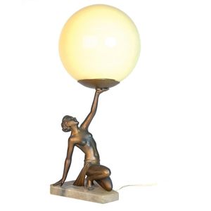 Art Deco figural and other alabaster and marble table lamps - price ...