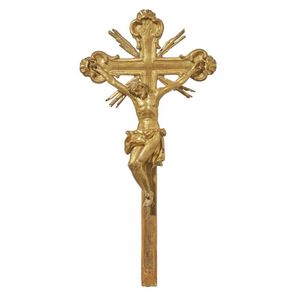 A German giltwood crucifix 18th-19th century height 34 cm