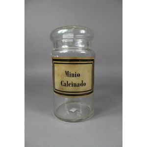 Antique French chemist bottle 'Minio Calcinado', 26 cm high