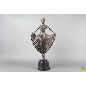 Art Deco style bronze of lady after Bruno Zach with dress…