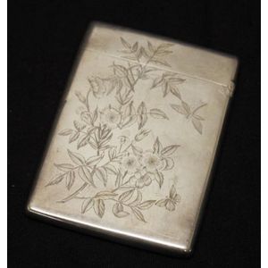 Victorian sterling silver card case engraved with birds and…