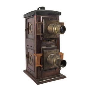 Magic Lantern upright double, cedar case, 19th century, 66 cm…