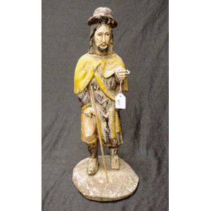 Philippines carved painted wood Santos figure standing yellow…