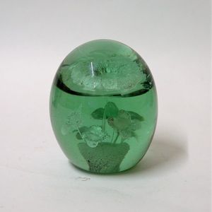 A Victorian Stourbridge green glass dump, the ovoid form…