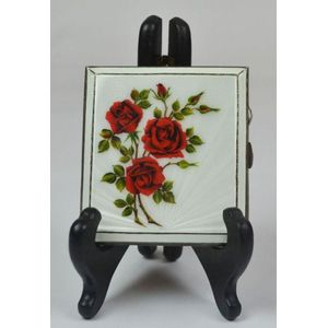 Sterling silver gilt interior enamel top cigarette case 1954…