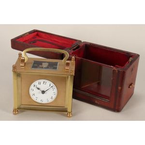 French Gilt Bronze Carriage Clock with Timber Case - Clocks - Carriage ...