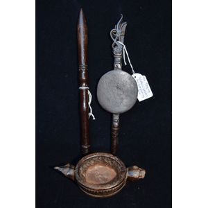 Three Dayak pieces, including poison dart mortar and pestle and&hellip;