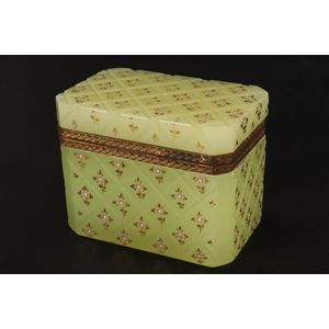 French opaline glass jewellery casket, of rectangular form with…