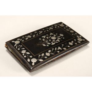 Georgian silver inlaid horn card case, of rectangular form,…