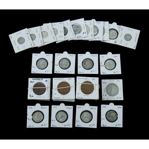 Australian and US silver coins, including 10 halfpennies, 27,…