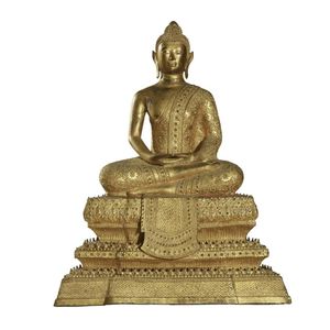 Lacquered Bronze Thai Sitting Buddha - Early 19th Century Lacquered Bronze Thai Sitting Buddha - Early 19th Century