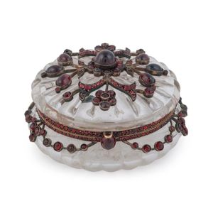 A stunning antique Bohemian jewellery box, carved rock crystal…