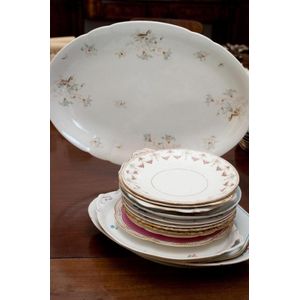 A collection of six Limoges transfer printed dishes with scenes&hellip;