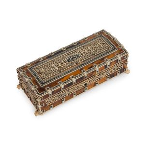 An Anglo-Indian antique jewellery casket, tortoiseshell bone…