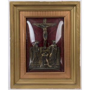 A framed religious plaque under convex glass, 19th/20th century,…