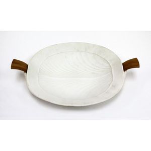 Chris Weaver, large white porcelain dish, with a leaf pattern&hellip;