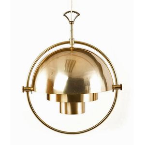 A Louis Weisdorf adjustable brass pendant light by Lyfa. Height…