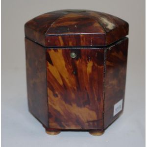 Antique tortoiseshell tea caddy antique lidded hexagonal tea…