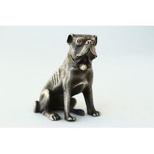 Rare Russian silver, diamond and ruby dog, well modelled in…