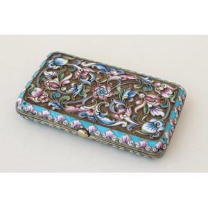 Good Russian silver and enamel cigarette case, of rectangular…