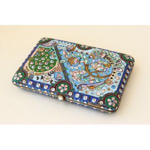 Russian silver and enamel cigarette case, of rectangular form,…