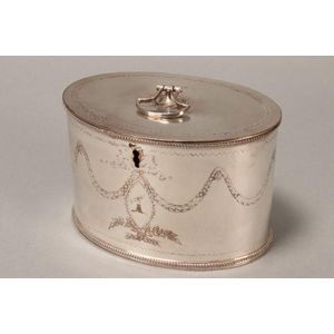 English late 18th century Sheffield silver on copper tea caddy,…