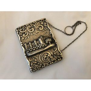 Late Victorian sterling silver Windsor castle card case,…