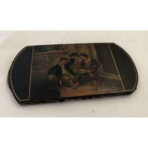 Georgian papier mache spectacles case, of shaped rectangular…