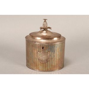 Early 19th century Sheffield Plate tea caddy, the body of…