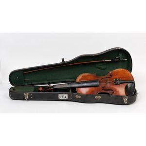 An antique violin, German, circa 1890, the interior paper trade…