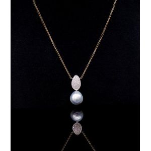 South Sea Pearl & Diamond Pendant with Gold Chain - Pendants/Lockets ...