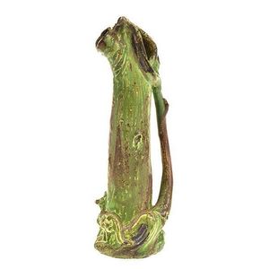 Small green glazed trunk formed vase with kangaroo motif,…