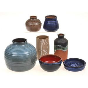 Seven pieces of Eric Juckert including early bamboo vase,…