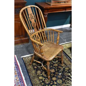 A Windsor chair, High Wickham armchair with saddle seat