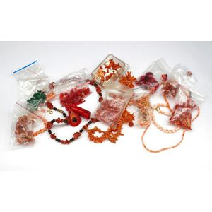 Coral group includes, beads: angle skin, apple, branch, dyed…