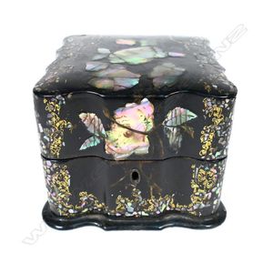 A Victorian papier mache perfume box, the exterior with…