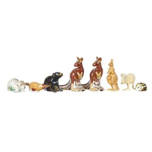 Six Royal Crown Derby figures, including the Tasmanian devil,…