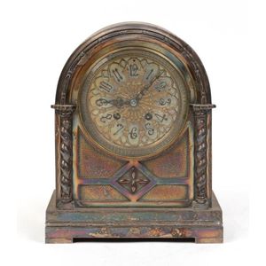 German Silver Plate Mantel Clock, Early 20th Century, Eight Day ...