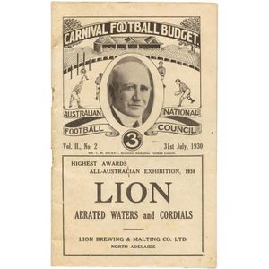 1930 'Carnival Football Budget' - Victoria v Tasmania. Good…