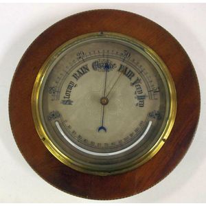 Edwardian wall Barometer/thermometer, with silvered dial and…