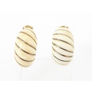 Pair of Vintage Ivory Earrings with 14k Gold deals