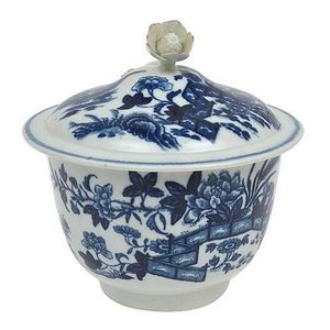 Worcester Dr. Wall Sugar Bowl Cobalt Bellflower & Gold C
