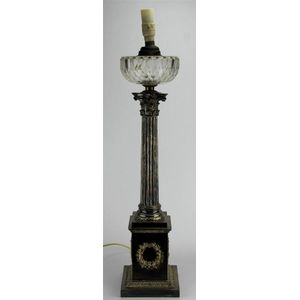 Hinks & Sons silver plated converted Keroscene lamp styled as a…