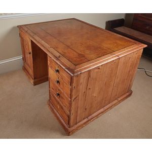 1900s Edwardian Very Large Antique Partner's Desk, English, Twin