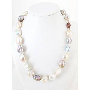 Baroque Pearl Necklace with Sterling Silver Clasp, 45 cm Length ...
