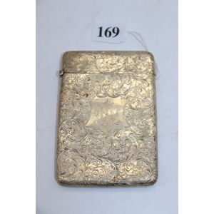 English sterling silver card case, heavily engraved decoration…
